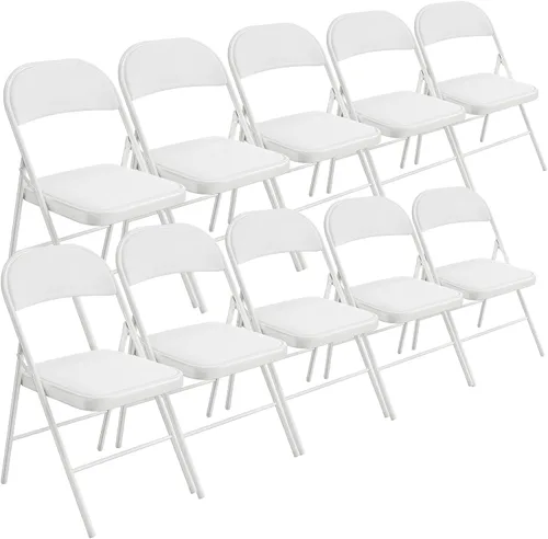 Miniatura 16 de Bonnlo Silla Plegable con Cómodo Cojín Acolchado y Respaldo, Sillas Plegables Portátiles para Exterior, Eventos de Oficina, Bodas, Cuero Pu, 4 Negras