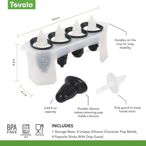 Miniatura 5 de Tovolo - Moldes para paletas heladas, motivo yeti, Pingüino, Blanco