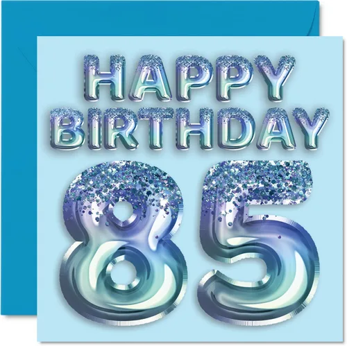 Miniatura 189 de Stuff4 Tarjeta de primer cumpleaños para niños, globo de fiesta con purpurina azul, tarjetas de feliz cumpleaños para niño de 1 año, nieto, hijo, 57