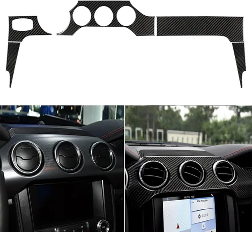 NVCNX Real Premium - Adhesivo de fibra de carbono compatible con Ford Mustang GT 2015-2023 2016 2017 2018 2019 2020 2021 2022 para tablero de