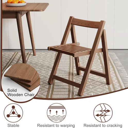 Miniatura 7 de AnywaysWood Soild - Juego de 2 sillas plegables de madera para interiores o exteriores, capacidad de 300 libras, ahorro de espacio y diseño portátil