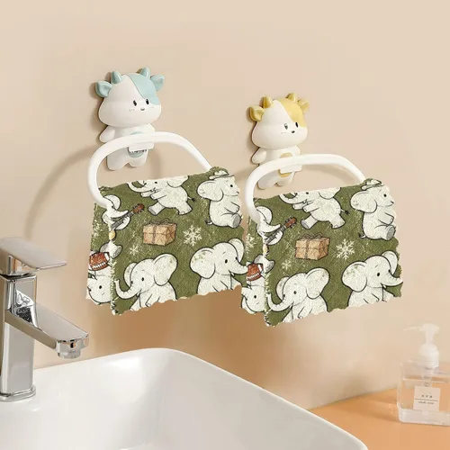 Miniatura 6 de Juego de 6 paños de cocina y paños de cocina retro con elefantes blancos y azules, juego de 6 paños de cocina decorativos para decoración de cocina