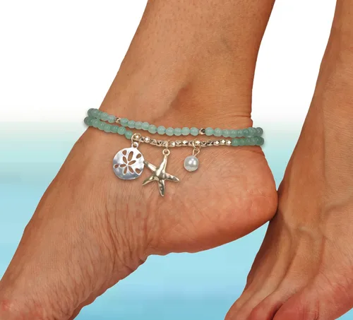 Miniatura 3 de Juego de 2 piezas elásticas para mujer con diseño de estrellas de mar y dólar de arena Colección SPUNKYsoul