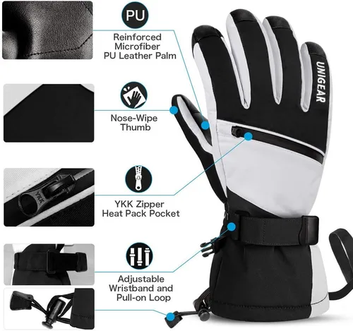 Miniatura 6 de Guantes de esquí Unigear impermeables para pantalla táctil, guantes de snowboard, para clima frío, para hombres y mujeres.