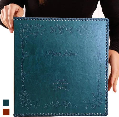 Álbum de fotos Totocan con páginas autoadhesivas, gran álbum de fotos magnético autoadhesivo con cubierta de piel de estilo vintage, álbumes DIY con