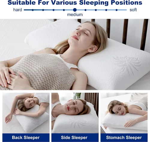 Miniatura 3 de MLILY Almohada cervical para dormir de lado, almohada cervical para el dolor de cuello, almohada de espuma viscoelástica con infusión de carbón