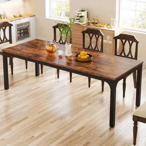 Miniatura 9 de Tribesigns Mesa de comedor negra para 6-8 personas, mesa rectangular grande de 78 pulgadas para comedor, 78.7 x 27.5 x 29.5 pulgadas (solo mesa)