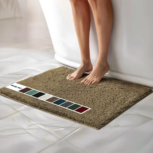 Miniatura 30 de Muddy Mat Alfombras de Baño de Chenilla de Microfibra de Secado Rápido Antideslizantes Lavables, Extra Gruesas, Suaves y Altamente Absorbentes Gris
