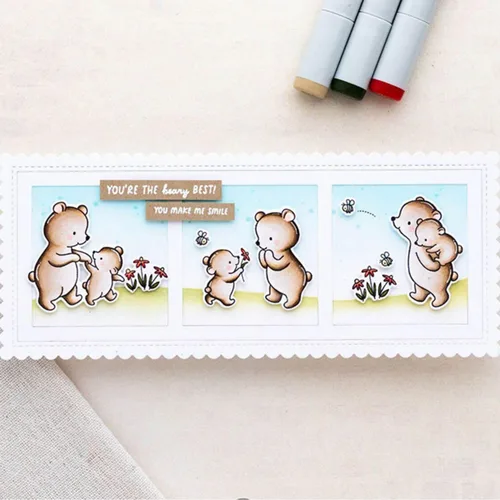 Miniatura 5 de Bear Hugs - Juego de sellos y troqueles para hacer tarjetas, sellos transparentes y troqueles de corte de metal para álbumes de recortes