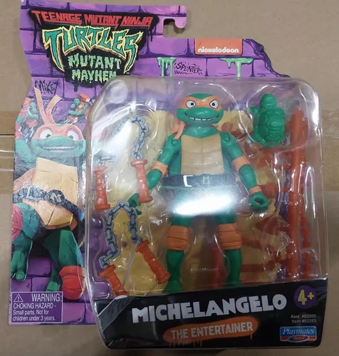 Miniatura 5 de Teenage Mutant Ninja Tortugas: Mutant Mayhem 4.25" Michelangelo Figura de acción básica por Playmates Toys