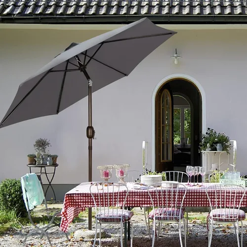 Miniatura 7 de Blissun sombrilla de patio de 7.5 pies, sombrilla de jardín, sombrilla de mercado al aire libre con botón de inclinación y manivela, gris oscuro