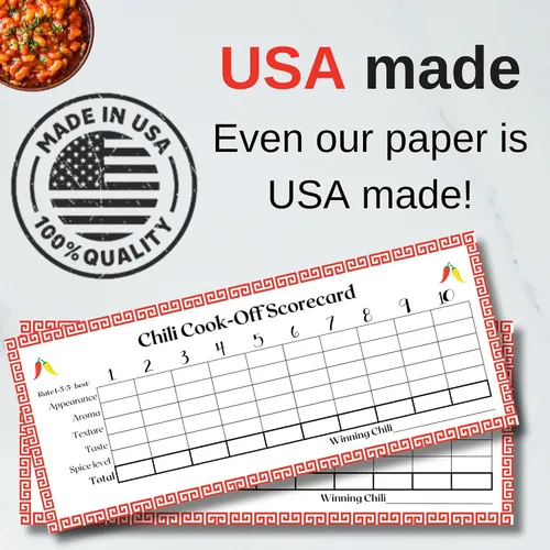 Miniatura 2 de Chili Cook Off - Tarjeta de puntuación de competencia – Boletas de juicio de Chili para tu Chili Cook-off – 25 tarjetas de votación – Fabricado