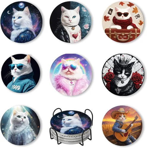 Puraikcmi Juego de 8 posavasos de pintura de diamante, posavasos de arte de diamantes con soporte, manualidades de bricolaje, kits de arte de
