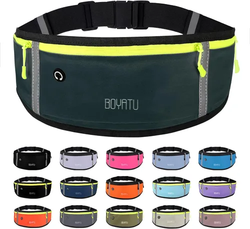 BOYATU Riñonera para correr con cinturón: cintura delgada para mujeres y hombres, bolsa de entrenamiento ajustable para teléfono, bolsa de cintura