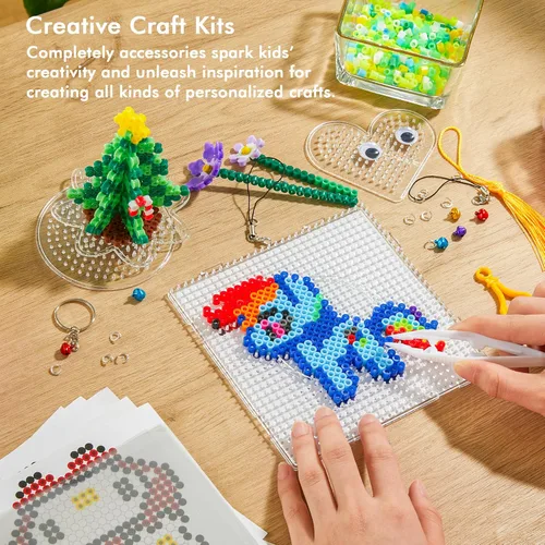 Miniatura 7 de INSCRAFT Kit de 30,000 cuentas de fusibles - 30 paquetes individuales de cuentas de hierro con 3 tableros de enhebrado, 5 papeles de planchado, 10