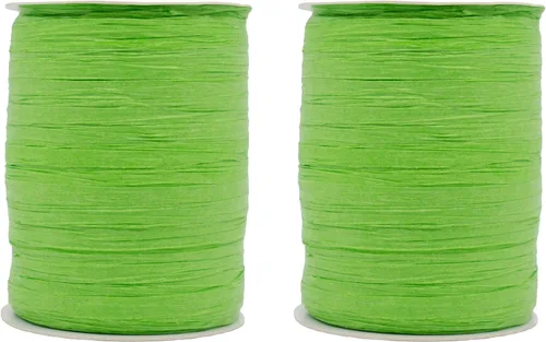 Miniatura 12 de Paquete de 2 rollos de cinta de rafia de papel de 200 yardas para embalaje y decoración de papel kraft (aguamarina)