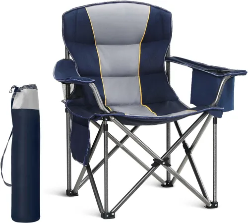 Miniatura 10 de HIGH POINT SPORTS Silla plegable de campamento de gran tamaño, sillas de césped portátiles resistentes, sillas plegables para exteriores