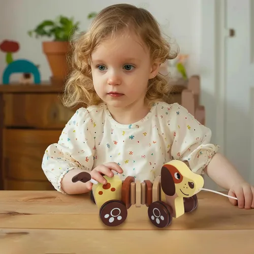 Miniatura 6 de Juguetes de Bebé Coche, Juguetes de Madera para Tirar para Niños Pequeños, Juguetes de Desarrollo para Niña o Niño de 1 Año, Regalo de Cumpleaños
