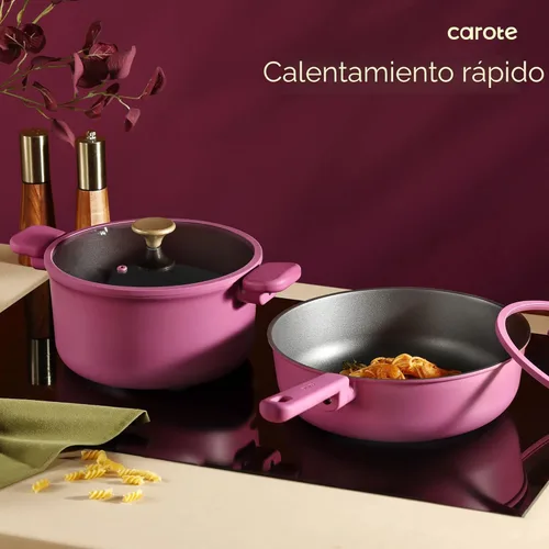 Miniatura 7 de CAROTE Juego de ollas y sartenes antiadherentes, juegos de utensilios de cocina antiadherentes, juego de cocina con asas que se mantienen frías
