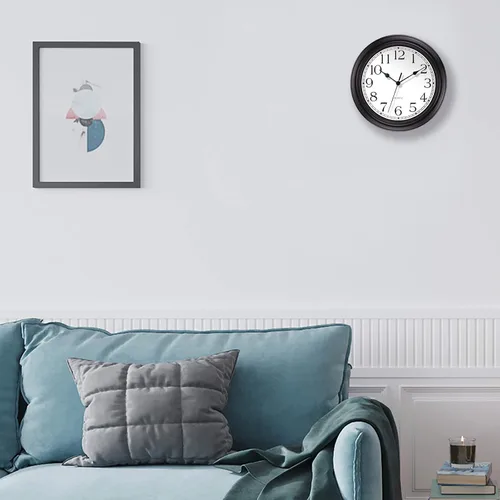 Miniatura 8 de Foxtop - Reloj de pared redondo clásico silencioso y sin tictac, retro, de cuarzo, decorativo, funciona con pilas, para sala de estar, cocina, Negro