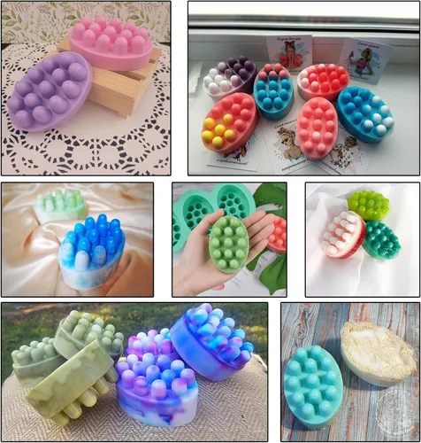 Miniatura 3 de 2 moldes de silicona para barra de masaje, moldes de jabón hechos a mano para hacer jabón, peine de pelo 3D, masajeador de cuero cabelludo, cepillo