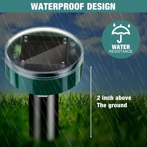 Miniatura 3 de Repelente solar de topos, 28 piezas, ultrasónico, para exteriores, para jardín, patio, césped, repelente solar impermeable para marmotas, ratones