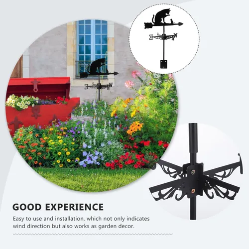 Miniatura 8 de YARNOW Veleta de acero inoxidable para gatos y ratones, indicador decorativo de dirección del viento para patio, césped, fácil de instalar, duradero