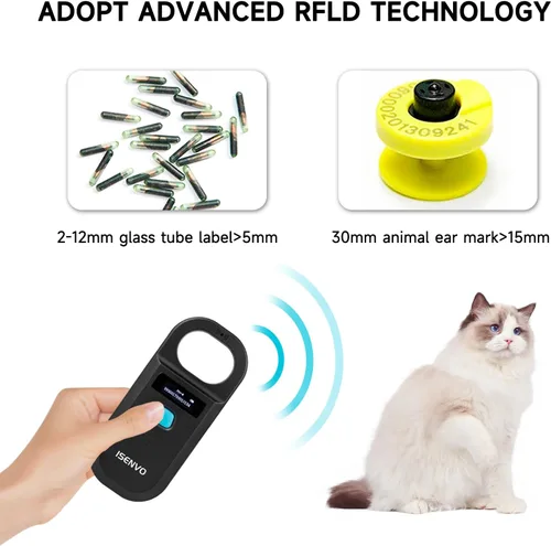 Miniatura 2 de Escáner de microchip para mascotas, recargable, RFID, EMID, lector de microchips, 134.2 kHz, 125 kHz, 15 dígitos, escáner de identificación de chip