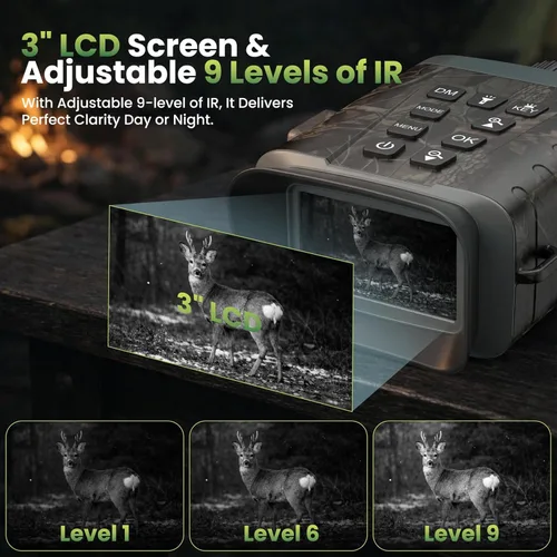 Miniatura 5 de Gafas de visión nocturna con telémetro, video 4K, binoculares de visión nocturna con zoom 18X, recargable de 5000 mAh, tarjeta de 64 GB, telémetro