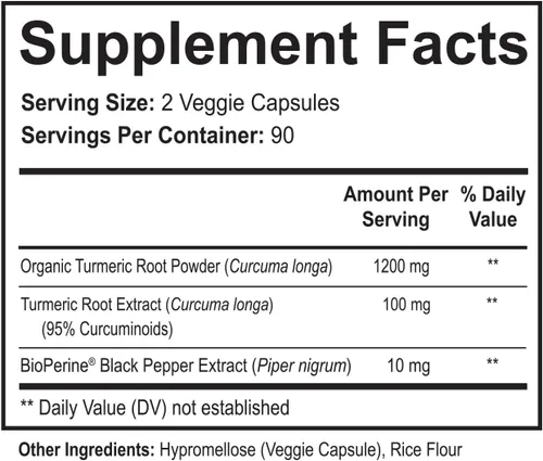 Miniatura 2 de NutriFlair Curcumina de cúrcuma con BioPerine - Suplemento de cúrcuma de 1300 mg, extracto de curcuminoides estandarizado al 95% con pimienta negra
