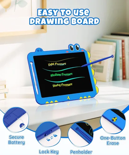 Miniatura 5 de ORSEN Tableta LCD de 12 pulgadas para garabatear, tablero de dibujo de dinosaurio verde para niños de 3 a 6 años, regalos de Navidad y cumpleaños