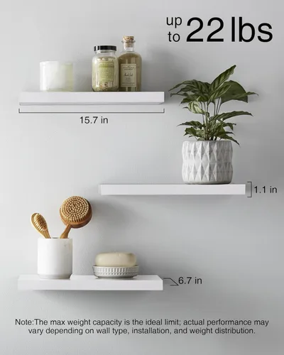 Miniatura 3 de BAYKA Estantes flotantes para pared, estantes de madera rústica montados en la pared para baño, dormitorio, sala de estar, cocina, estante colgante