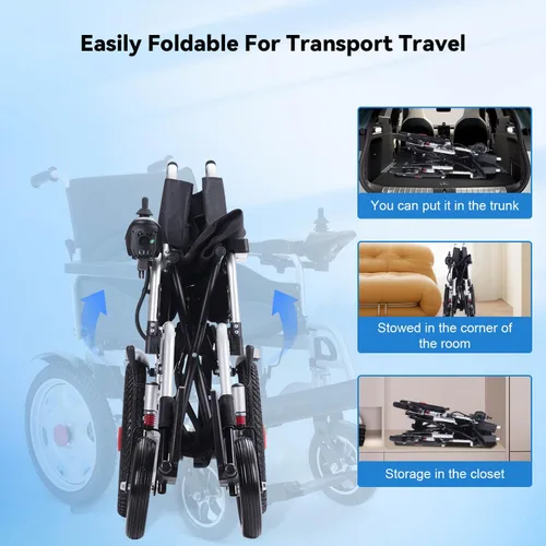 Miniatura 3 de Silla de ruedas eléctrica, ligera y portátil para adultos, sillas de ruedas motorizadas de 500 W, alcance de viaje de 25 millas de largo, silla