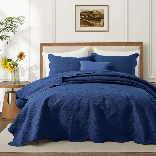 Miniatura 100 de IR Imperial Rooms Velvet Twin Quilt Bedspread Comforter Bedding Set 2 Pcs Diamond Pattern - (68"x86") Bedspread Coverlet + 1 Pillow Shams