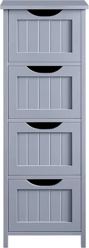 Miniatura 10 de Topeakmart Gabinete de madera independiente para baño, armario de baño, organizador de almacenamiento lateral, cuatro cajones para baño y cocina