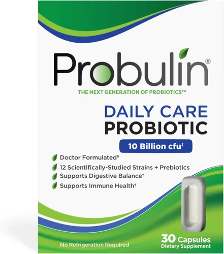 Miniatura 9 de Probulin Suplemento probiótico de cuidado diario, cápsulas de apoyo para la salud digestiva, intestinal e inmune para hombres y mujeres, 10 mil