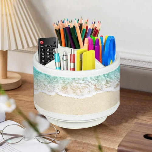 Miniatura 3 de Organizador para controles remotos de TV para mesa, porta lapiceros giratorio de 360 grados para organizadores y accesorios de escritorio, Playa