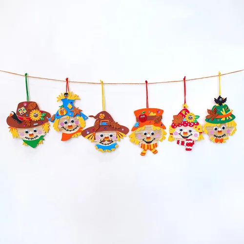 Miniatura 8 de Winlyn 24 juegos de manualidades de otoño para hacer cabezas de espantapájaros, palitos de palo, cabezas de espantapájaros, adornos de arte