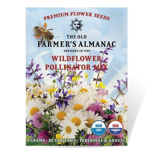 The Old Farmer's Almanac Semillas de Flores Silvestres Premium Mezcla de Polinizadores de 23 Variedades - Sin OGM, Polinización Abierta - Columbine