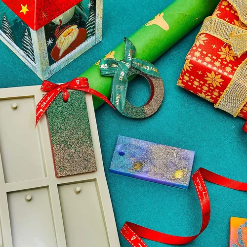 Miniatura 6 de Patelai 2 moldes de silicona para derretir cera de resina de Navidad, molde de llavero redondo rectangular de fundición epoxi para fabricación