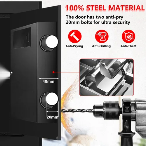 Miniatura 4 de Caja fuerte pequeña para uso doméstico, caja de seguridad digital con cerradura de combinación, estante extraíble y llaves de repuesto, caja fuerte
