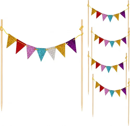 LUOZZY 5pcs Circo Carnaval Cake Toppers Triángulo Bandera Banner Tema Fiesta | Llamativa bandera de circo para decoración de tartas de carnaval para