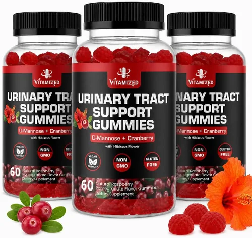 Miniatura 10 de Gomitas de arándanos con D-manosa, enjuague urinario con polvo de hibisco, 60