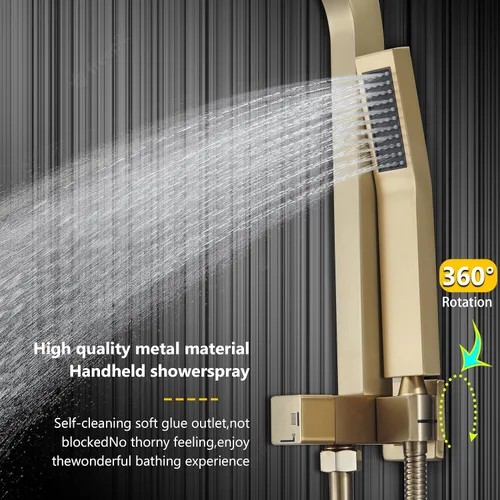 Miniatura 6 de SOOOHOT Accesorios de ducha de oro cepillado, juego de grifo de ducha dorado con cabezales de ducha dorados de 12 pulgadas con combo de rociador