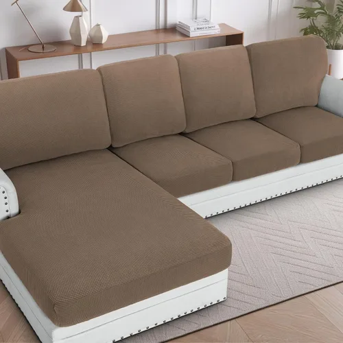 Miniatura 13 de H.VERSAILTEX Fundas para sofá seccional, 4 piezas, fundas de cojín de asiento de sofá en forma de L, fundas de cojín separadas para chaise longue