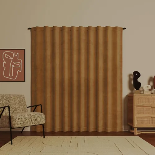 Miniatura 2 de Sun Zero Hampshire - Cortina térmica de terciopelo con reducción de ruido, pestañas traseras, 100% opacas, 50" x 84", dorado