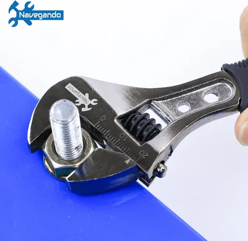 Miniatura 4 de Navegando - Llave ajustable de 6 pulgadas, llave inglesa ajustable para espacios reducidos, acero de alto carbono con agarre antideslizante, se