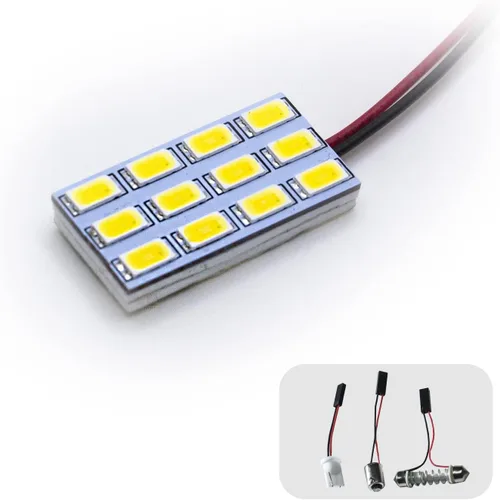 Miniatura 2 de HYUGA 2x 12SMD 5630 Luz de Panel LED de Luz Cálida Blanca 4500K Auto para Interior de Coche DC 12V-24V con Adaptadores T10 / BA9S / Festoon
