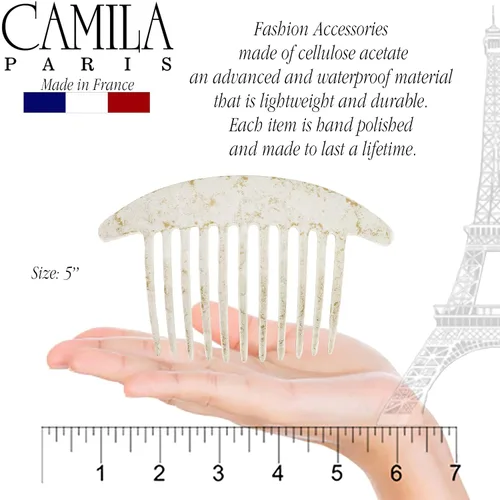 Miniatura 3 de Camila Paris CP2940 - Peines laterales franceses para el cabello, peines entrelazados de perlas blancas, peines de pelo con giro francés, pinzas