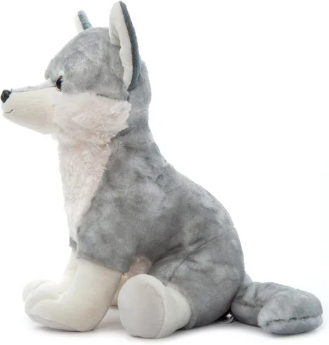 Miniatura 8 de The Petting Zoo Peluche de lobo gris, regalos para niños, animales salvajes del zoológico Onez, juguete de peluche jumbo de lobo gris de 20 pulgadas